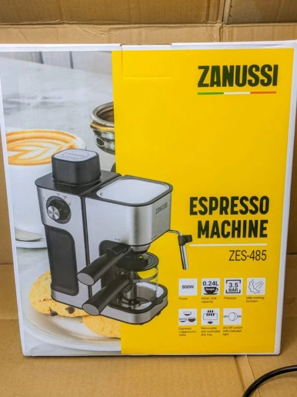 Zanussi’s Silver 4-Cup Cappuccino Espresso Coffee Maker -0.24L Capacity Lot Imported