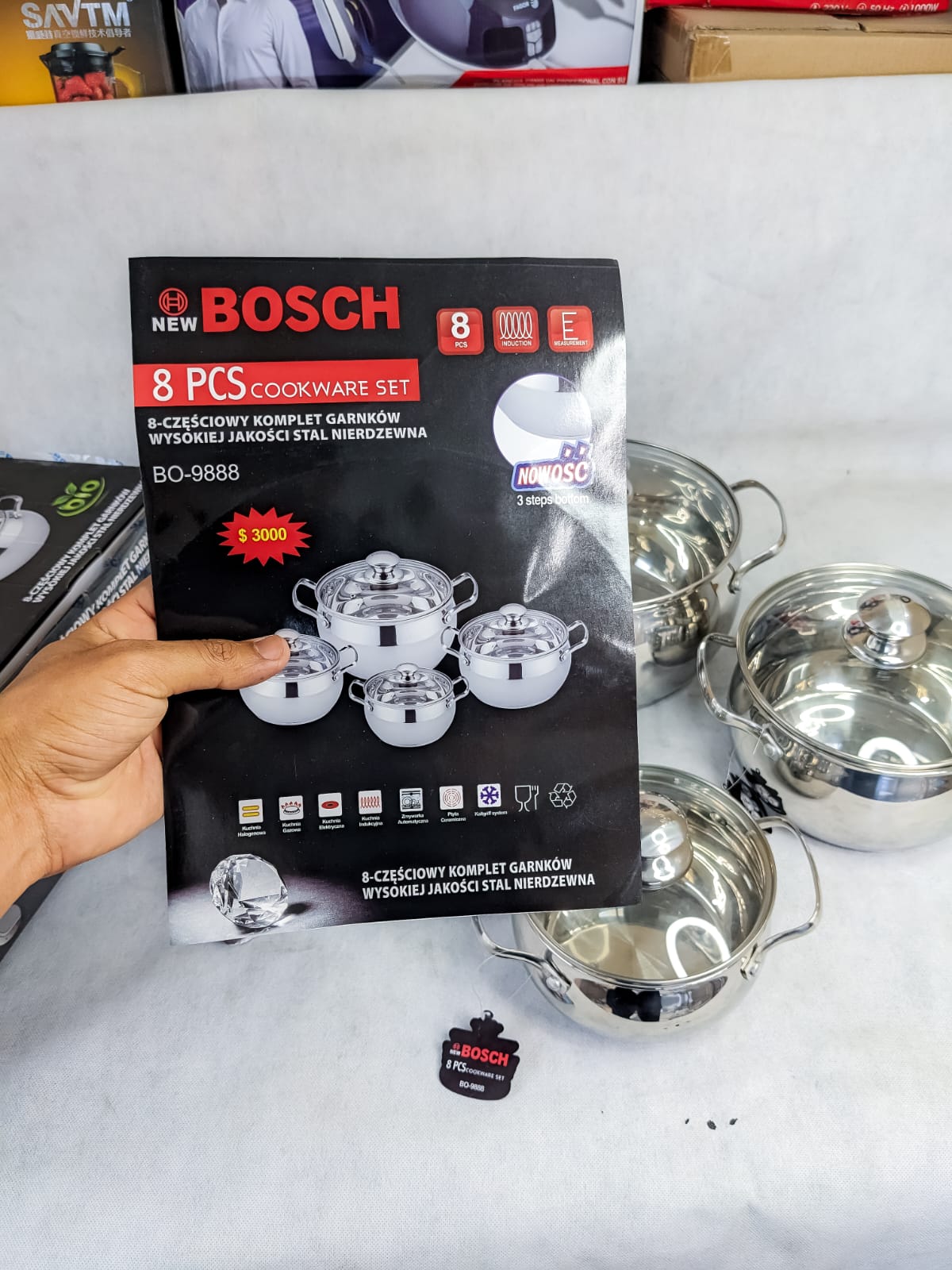 Bosch High Quality stainless steel 8pcs Cookware Set