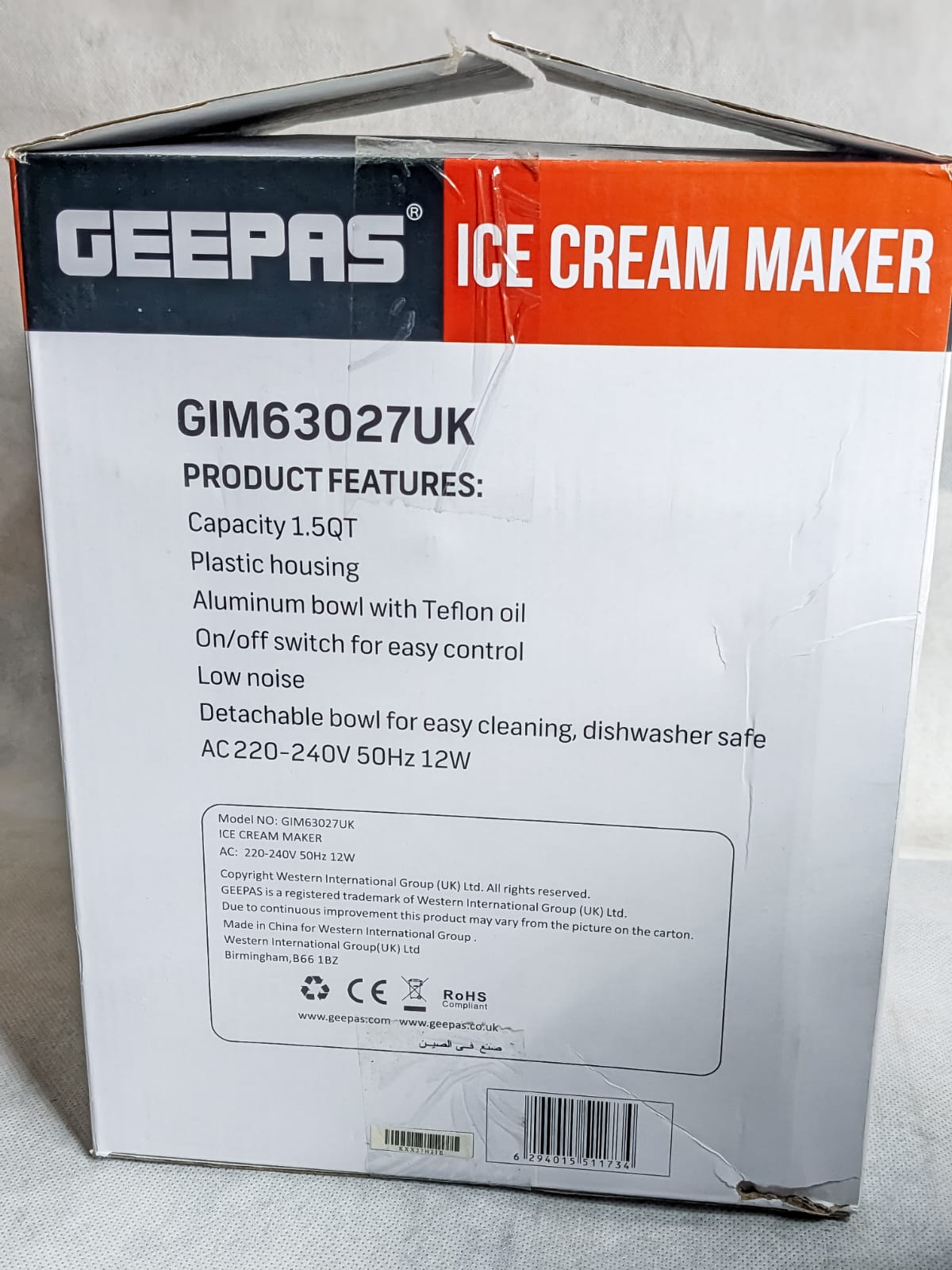 Geepas Ice Cream Maker GIM63027UK