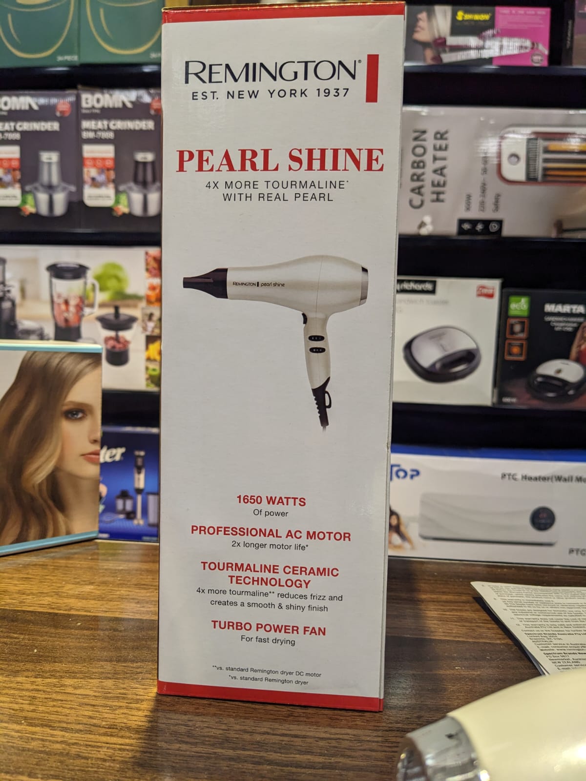 Remington Pearl Shine Hair Dryer 2000W Salon Professional Styling with Tourmaline Ceramic Technology