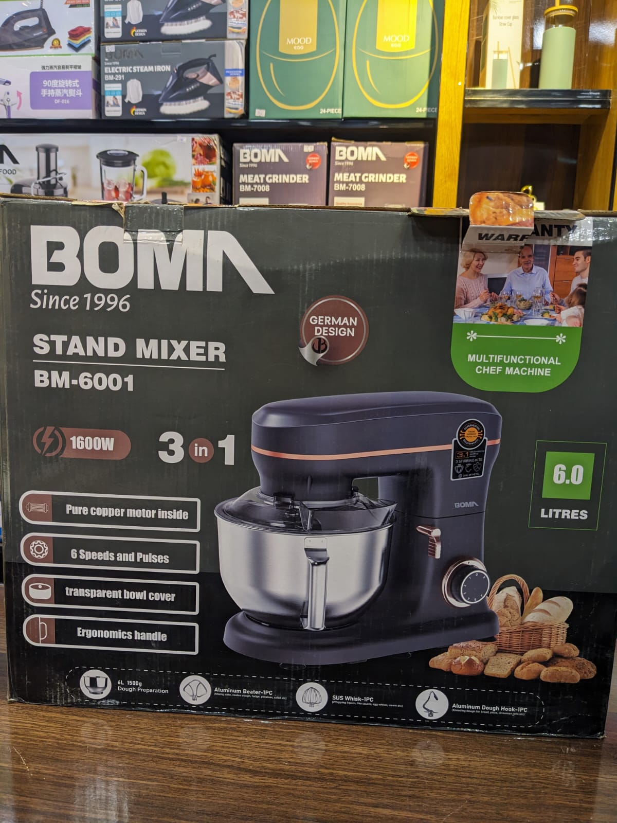 Boma Stand Mixer BM 6001 - 1600W 6-Speed 6L Capacity